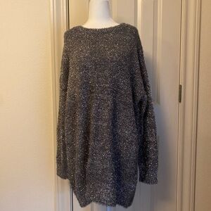 By Anthropologie Eyelash Charcoal Knit Mini Sweater Dress